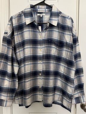 Madewell Women’s Plaid Cotton Button-Down Shirt Size L NWT